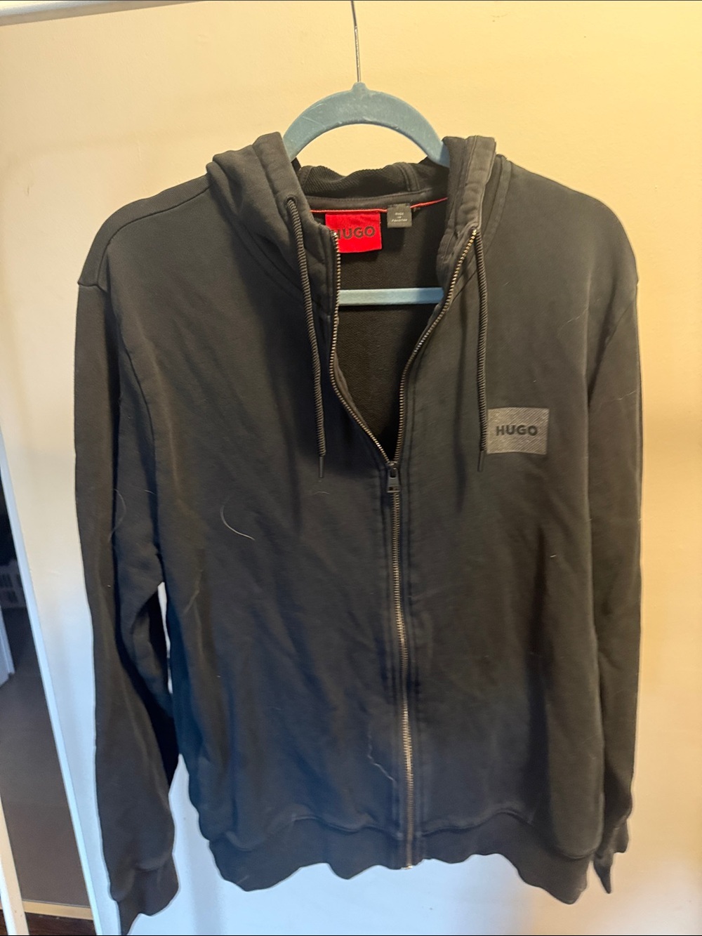 HUGO Black Full-Zip Hooded Sweater